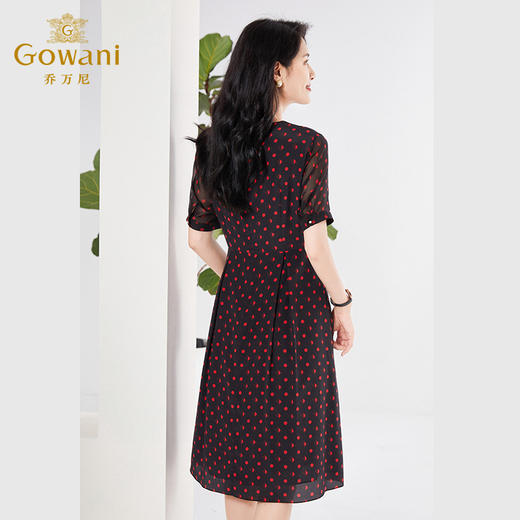 乔万尼真丝桑蚕丝连衣裙新款复古小波点收腰设计EF2E330 商品图2