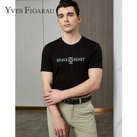 YvesFigarau伊夫·费嘉罗新款夏季男士简约印花舒适透气休闲圆领短袖T恤936857