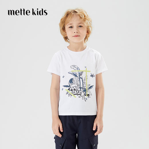 mettekids儿童短袖t恤2022春季新款男童上衣洋气印花童装透气夏装 商品图0