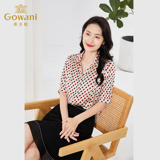 乔万尼新款真丝衬衫女重磅桑蚕丝复古提花设计感EF2C391 商品图2