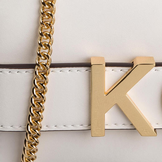 MICHAEL KORS 迈克 科尔斯 MK 女士 BELLAMIE系列 纯牛皮金属字母徽标手拿单肩斜挎包 白色 30H8GI0C3L WHITE 商品图3