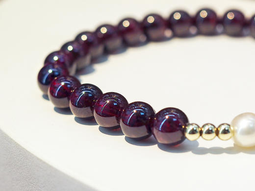 【福圆满】 天然石榴石小福牌手链 商品图2