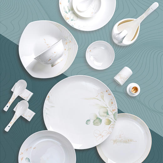 凡瑞斯唐山骨瓷中式餐具青青河边草10人用50头 商品图0