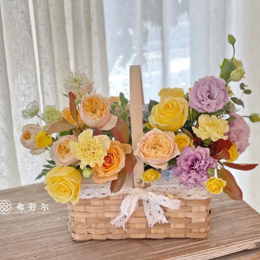 【多彩的爱】黄紫混搭花篮 商品图0
