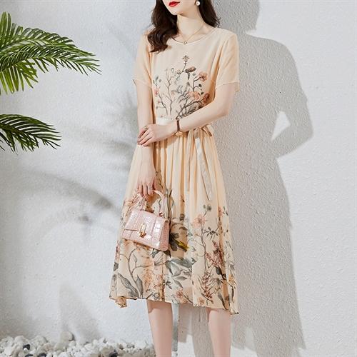 时尚潮流气质显瘦，真丝连衣裙HR-AISHANG--351 商品图0