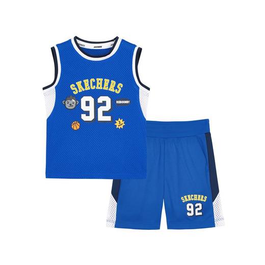 小斯凯奇2022年夏季新款男小童套装透气背心上衣运动短裤L222B076 商品图3