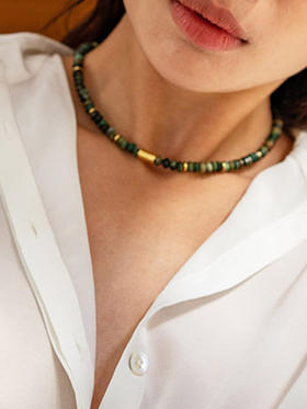 CAPSULE | Wild Necklace Chrysocolla [ 硅孔雀石项链 棕绿 ]