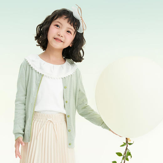 mettekids女童打底衫2022春秋新款儿童T桖荷叶边可爱白色女孩上衣 商品图2