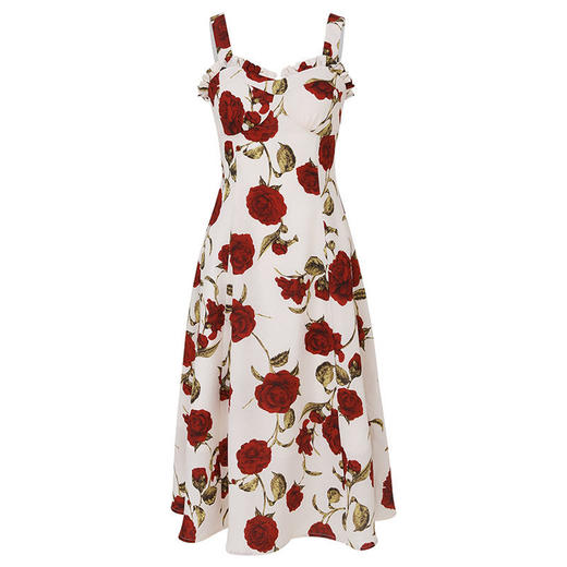 黛唯梵碎花吊带连衣裙2022夏季新款名媛风A性感高质量字裙法式复古茶歇长裙 商品图7