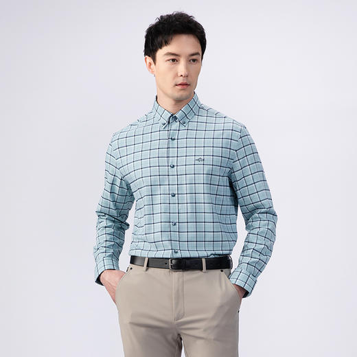 GOOD LUCK/德鲨弹力舒适清新格纹长袖衬衫LY21103-843 商品图1