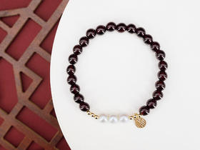 【福圆满】 天然石榴石小福牌手链