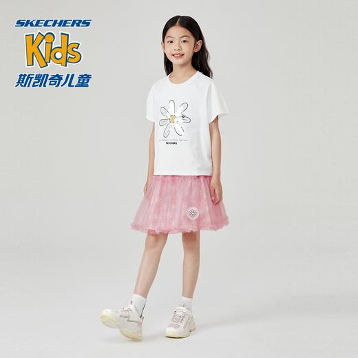 小斯凯奇童装2022夏季新款中大童花朵上衣女童针织短袖T恤L222G022 商品图2