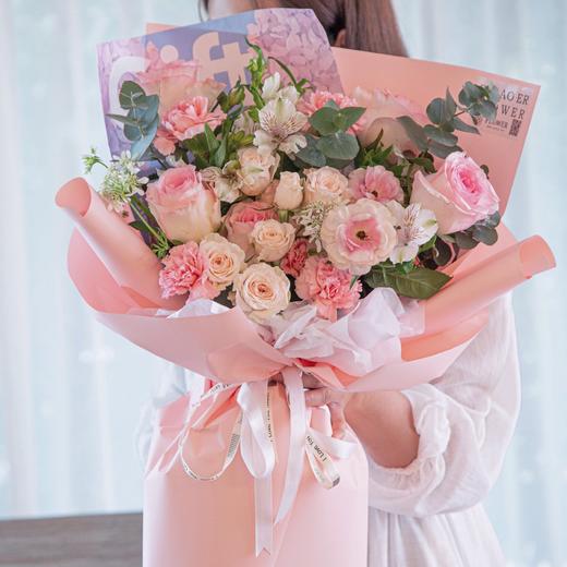 【粉色少女】粉色混搭花束 商品图0