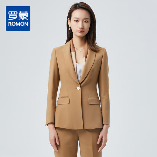 【上衣+裤子】罗蒙女士西服套装时尚青果领气质OL商务西装两件套女 商品图0
