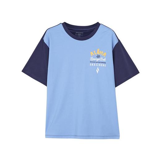 小斯凯奇【海绵宝宝联名】男大童短袖夏季新款插肩袖儿童宽松T恤L222B037 商品图1