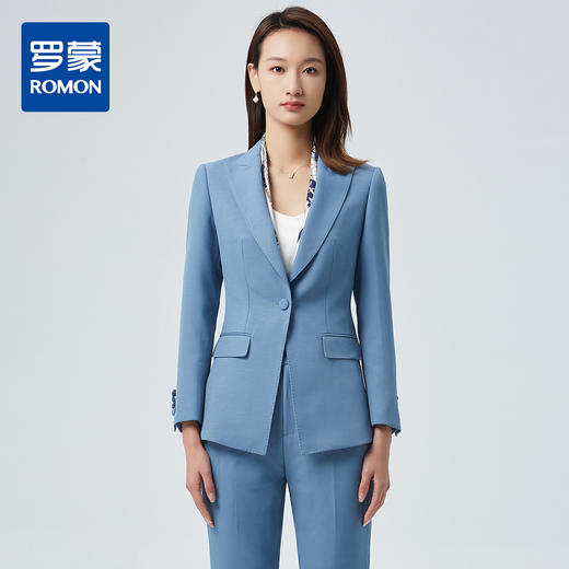 【上衣+裤子】罗蒙西服套装女士纯色简约商务通勤OL优雅气质两件套 商品图0