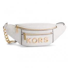 MICHAEL KORS 迈克 科尔斯 男士金属字母皮质腰包 白色 30H8GKSN6L OPTIC WHITE