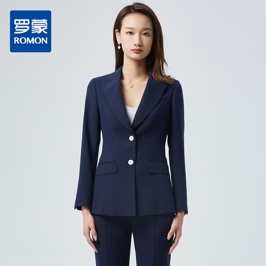 【上衣+裤子】罗蒙女士西服套装简约利落修身显瘦商务通勤西装两件套 商品图0