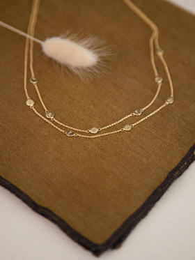 CAPSULE | Double Necklace The Birds [ 花鸟印花双层叠戴式金项链 ]