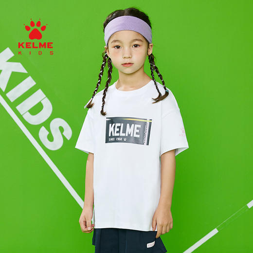 KIDS  卡尔美童装女童纯棉短袖夏季新款时尚纯色休闲T恤 商品图0