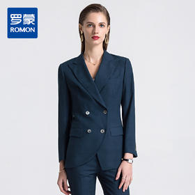 【上衣+裤子】罗蒙春季双排扣修身西服套装女士正装商务通勤格子西装