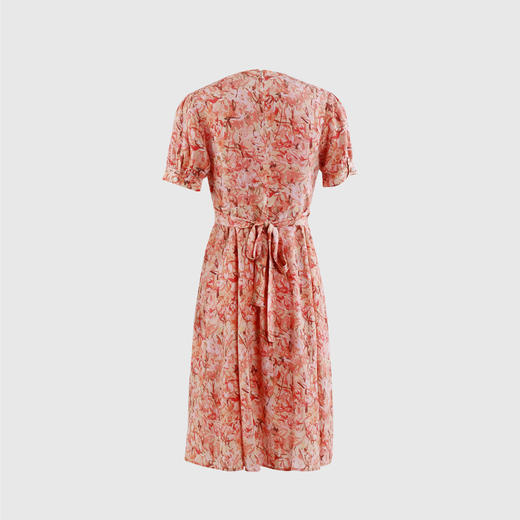 后系带圆领装饰扣连衣裙 商品图3