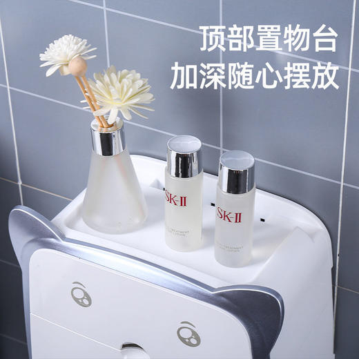 卫生间纸巾盒壁挂式免打孔置物架厕所抽纸盒浴室卫生间收纳神器网七夕情人节 商品图4