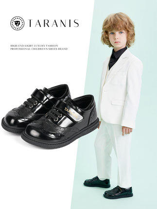 泰兰尼斯春季新款男宝宝童鞋儿童黑色软底复古礼服鞋演出女童皮鞋 商品图0