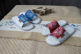 男女士亚麻编织拖鞋甘谷麻鞋手工钩织刺绣居家防臭四季防滑环保地板拖鞋