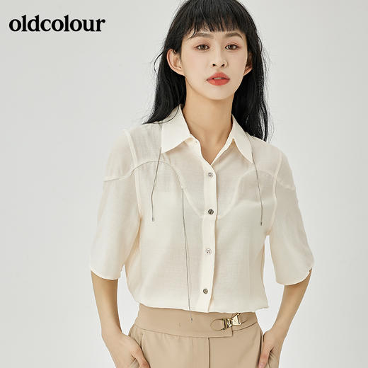 oldcolour2022夏季新品简约通勤衬衫女O21011144 商品图4