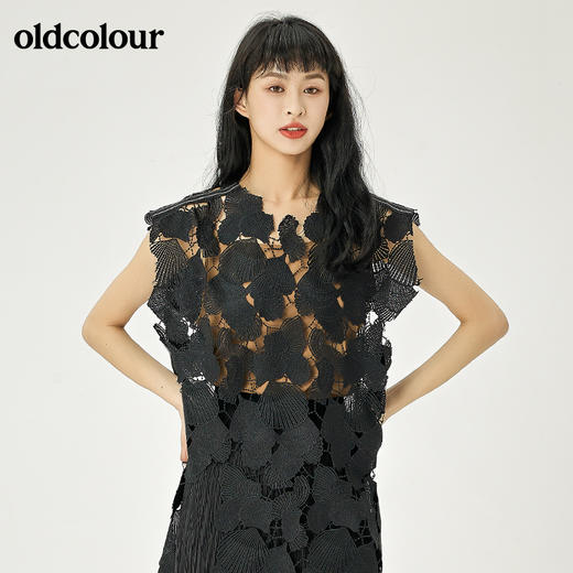oldcolour2022夏季新品外穿搭配镂空蕾丝衫女O22031256 商品图1