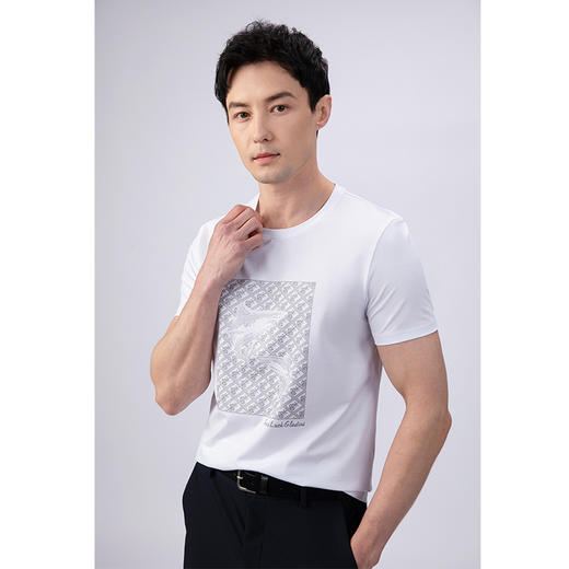 GOOD LUCK/德鲨烫钻印花亲肤柔软圆领短袖T恤LY23572 商品图4