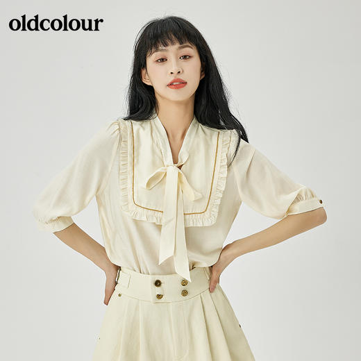 oldcolour2022夏季新品通勤简约短袖衬衫女O21012102 商品图0