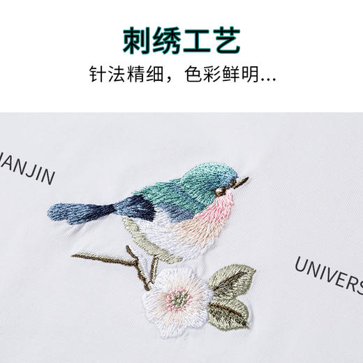 海棠季·限量版刺绣组合图文短袖T恤 商品图1