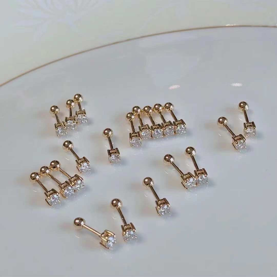 18K 八分钻耳骨钉