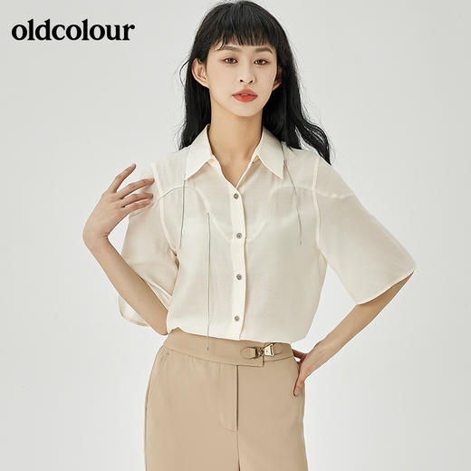 oldcolour2022夏季新品简约通勤衬衫女O21011144 商品图2