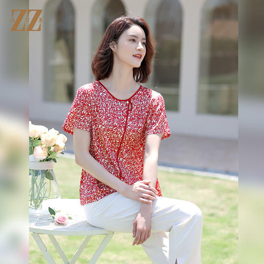 佐尔美夏季新款 桑蚕丝真丝弹力缎衬衫女E12CS60 商品图1