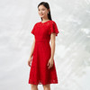 EITIE爱特爱夏新款时尚通勤显瘦收腰优雅气质红色蕾丝连衣裙B2207974 商品缩略图2