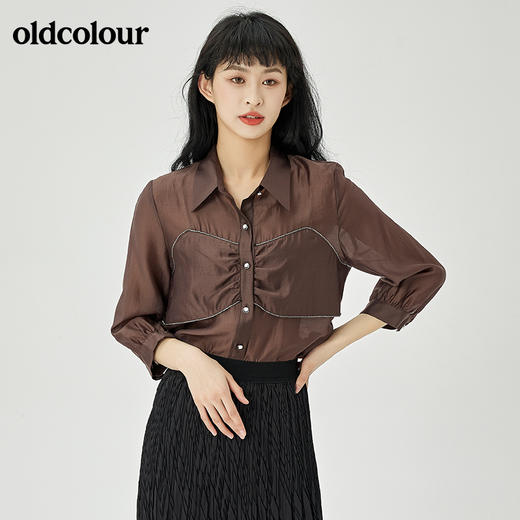 oldcolour2022夏季新品设计感通勤七分袖衬衫女O21012141 商品图2