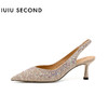 IUIU SECOND 2022夏新款经典延续珍珠水钻后空凉鞋高跟鞋U22AH11271 商品缩略图11