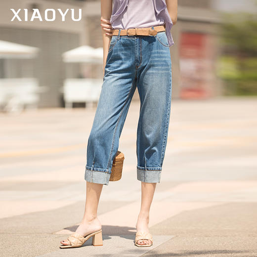 宽挽边八分牛仔裤222KZ018 商品图0