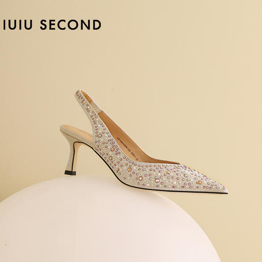 IUIU SECOND 2022夏新款经典延续珍珠水钻后空凉鞋高跟鞋U22AH11271 商品图1
