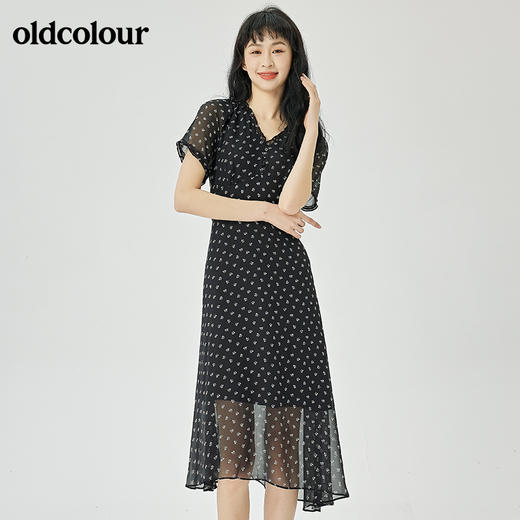 oldcolour2022夏季新品休闲通勤短袖连衣裙O21101105 商品图0