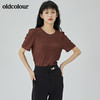 oldcolour2022夏季新品短袖通勤简约短袖T恤女O21021179 商品缩略图4