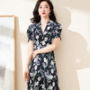 剩S/M 米思阳2024夏季新款知性优雅印花短袖连衣裙修身显瘦中长裙1355 商品缩略图0