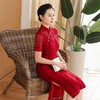 TZRY-11202新款春夏蕾丝旗袍 复古改良中式礼仪红色宴会旗袍 商品缩略图1