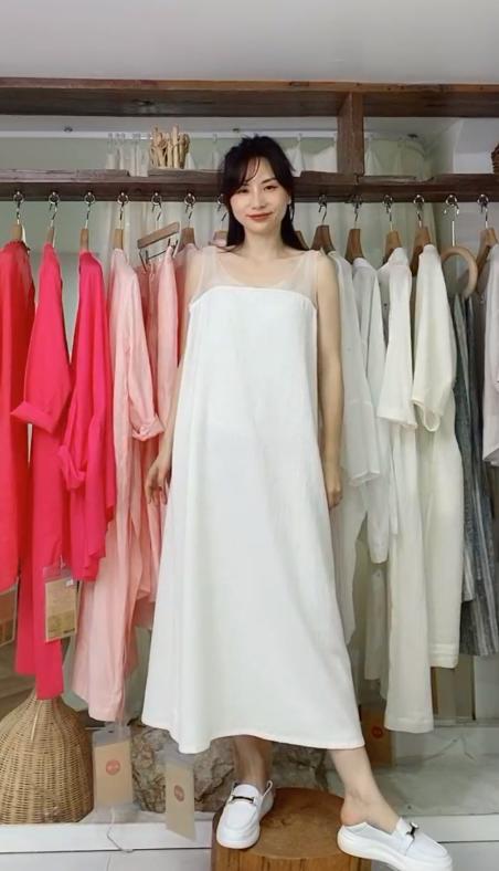 【线上专属】拼接吊带（20718149-镂空米） 商品图0