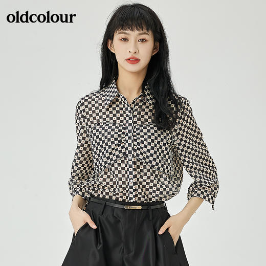 oldcolour2022夏季新品设计感通勤七分袖衬衫女O21012141 商品图5