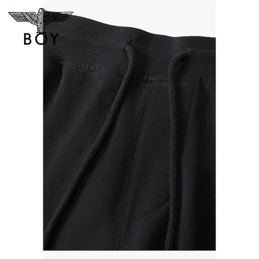BOYLONDON卫裤男女款22夏季新品烫粉金印花潮流黑色休闲裤B222N15000 商品图2