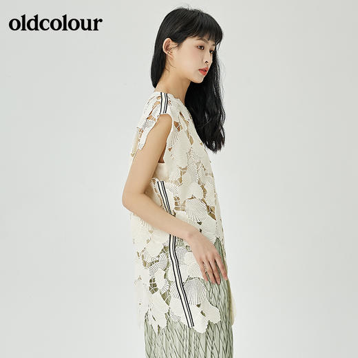 oldcolour2022夏季新品外穿搭配镂空蕾丝衫女O22031256 商品图2
